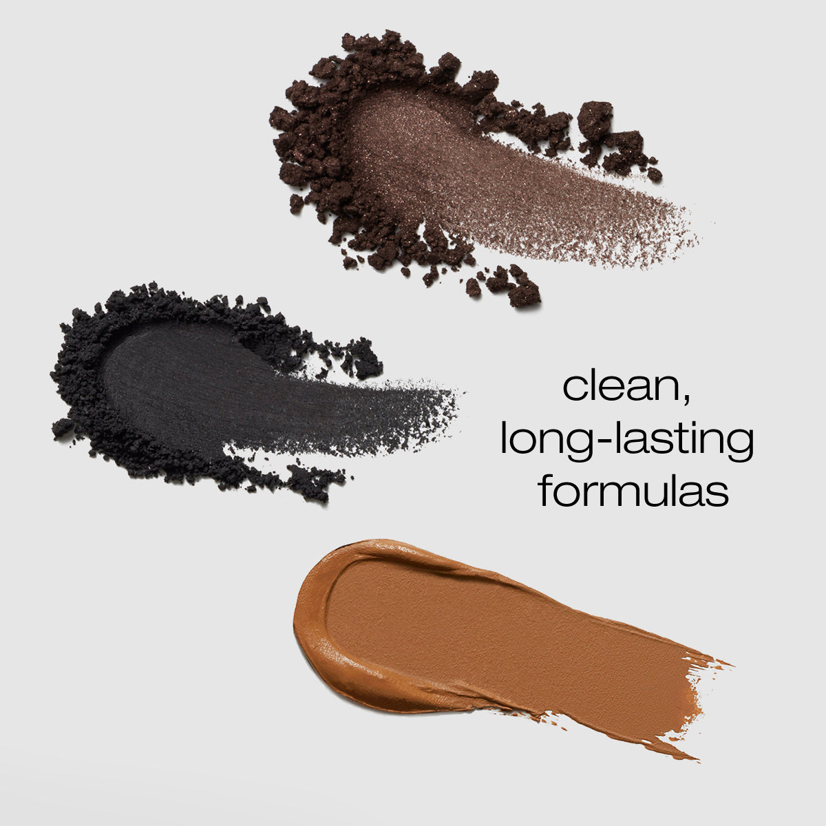 3 Smudges of the palette showing the eyeliners are powder based and concealer is cream for clean, long-lasting formulas