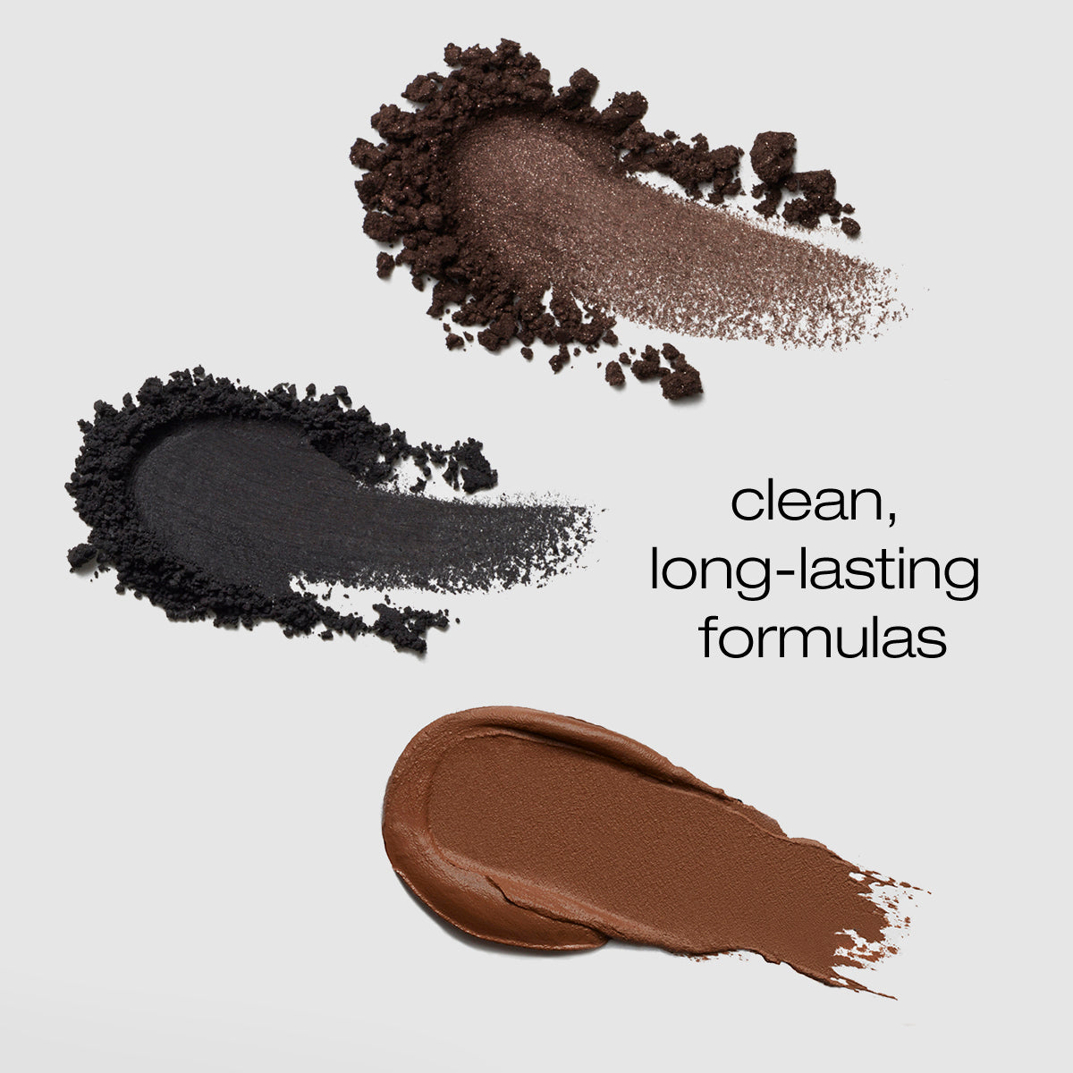 3 Smudges of the palette showing the eyeliners are powder based and concealer is cream for clean, long-lasting formulas