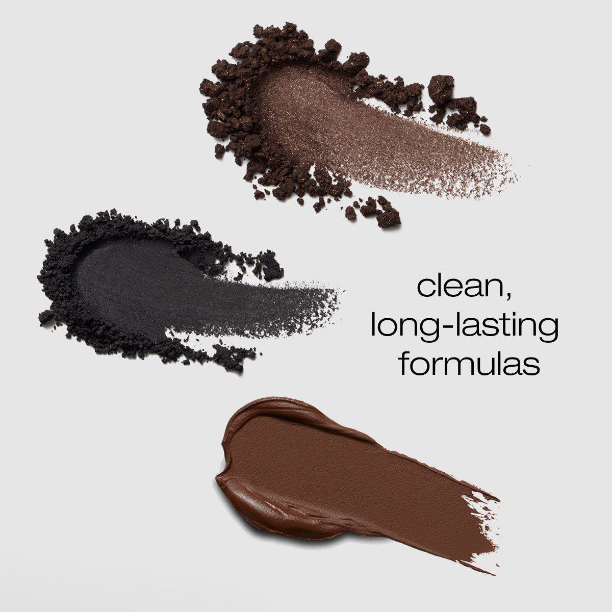 3 Smudges of the palette showing the eyeliners are powder based and concealer is cream for clean, long-lasting formulas