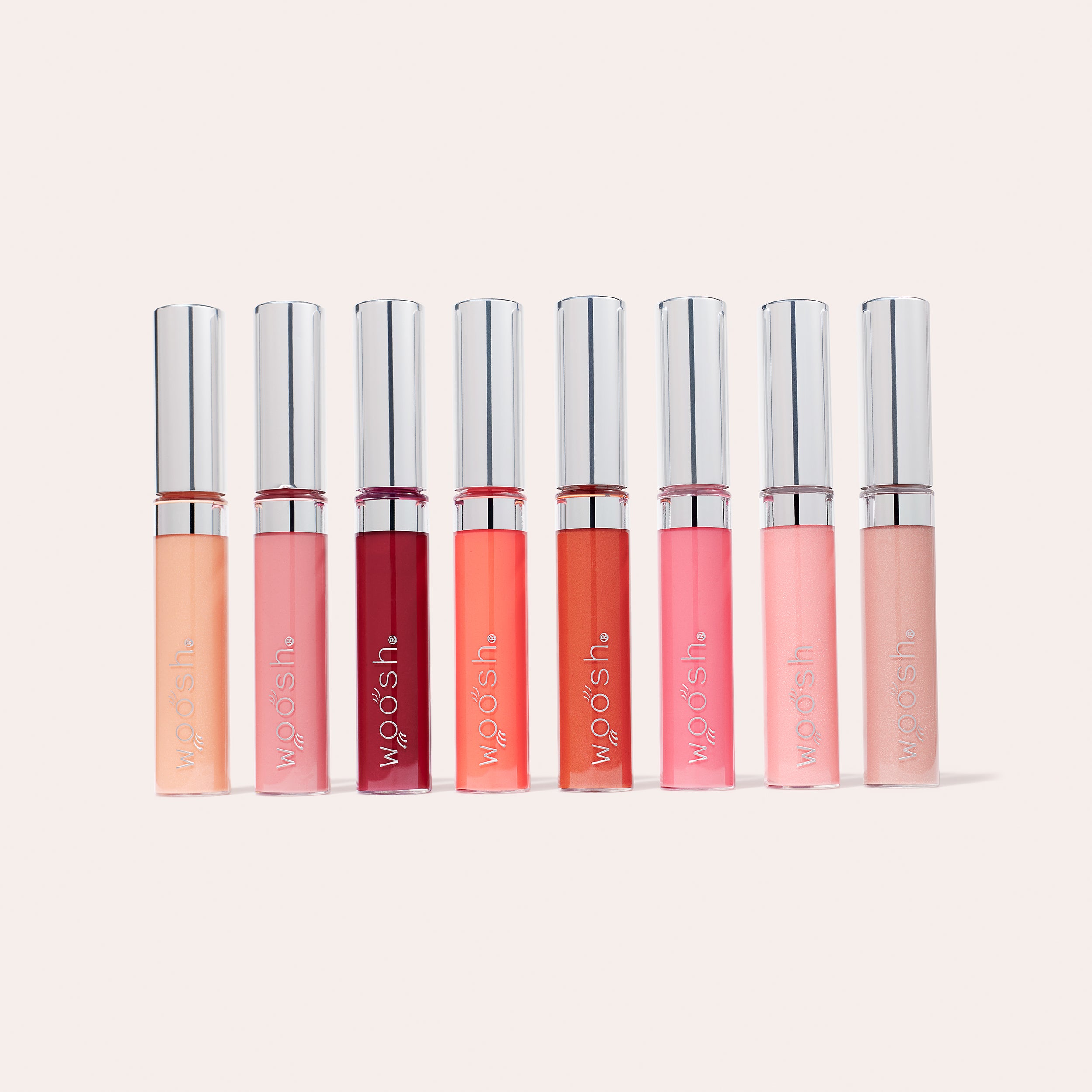 All 8 of our amazing Spin on Lip gloss, infused with Shea butter and hyaluronic acid, easy doe foot rolling applicator to evenly apply lip gloss and plump the lips. Amazing berry and nude shades for all skin tone