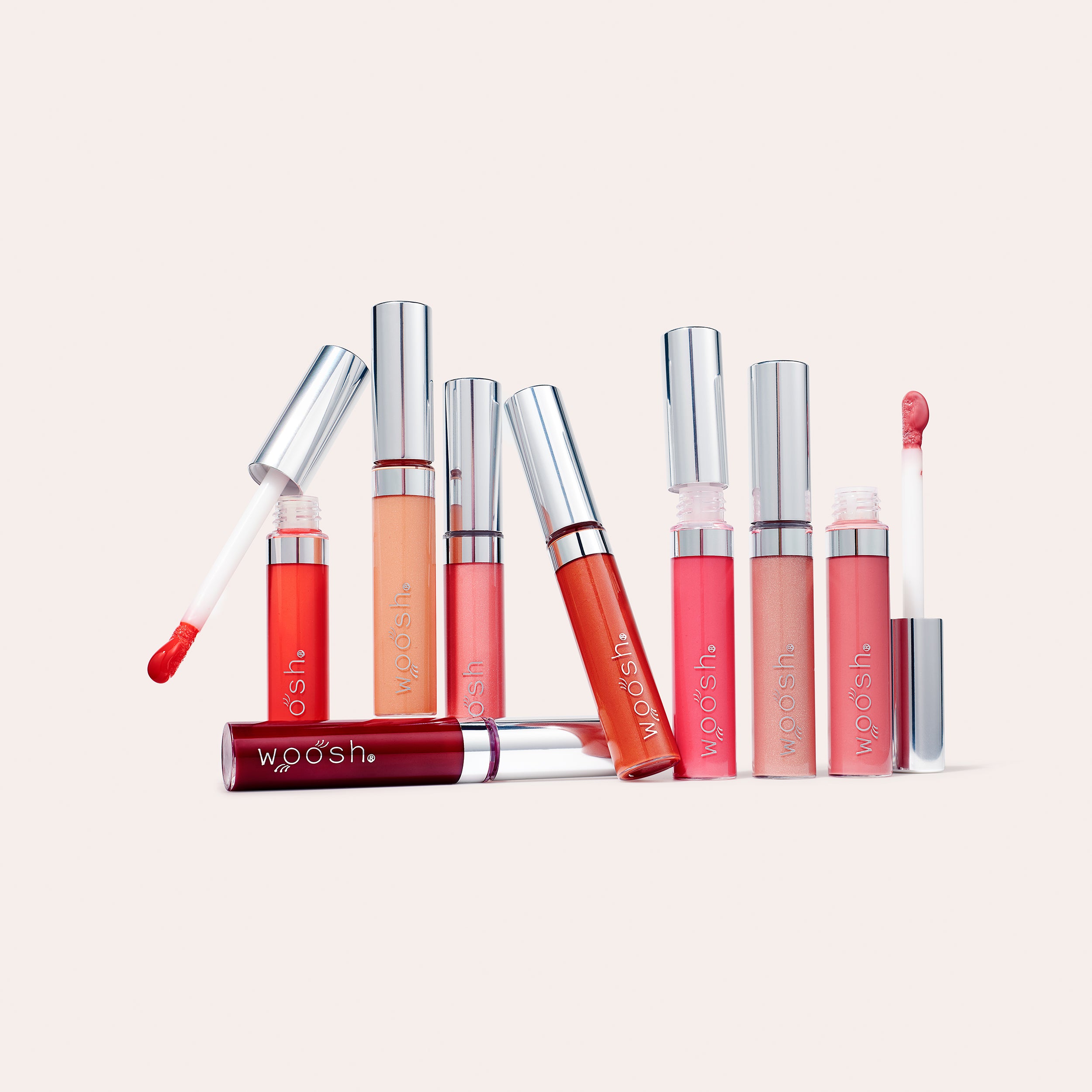 All 8 of our amazing Spin on Lip gloss, infused with Shea butter and hyaluronic acid, easy doe foot rolling applicator to evenly apply lip gloss and plump the lips. Amazing berry and nude shades for all skin tone