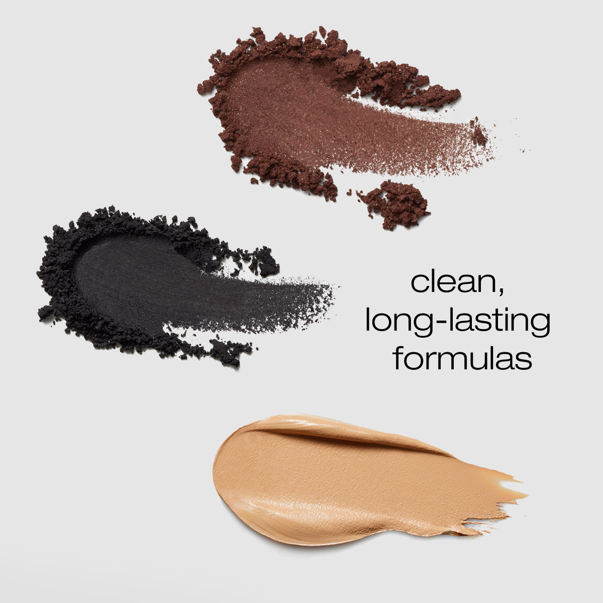 3 Smudges of the palette showing the eyeliners are powder based and concealer is cream for clean, long-lasting formulas