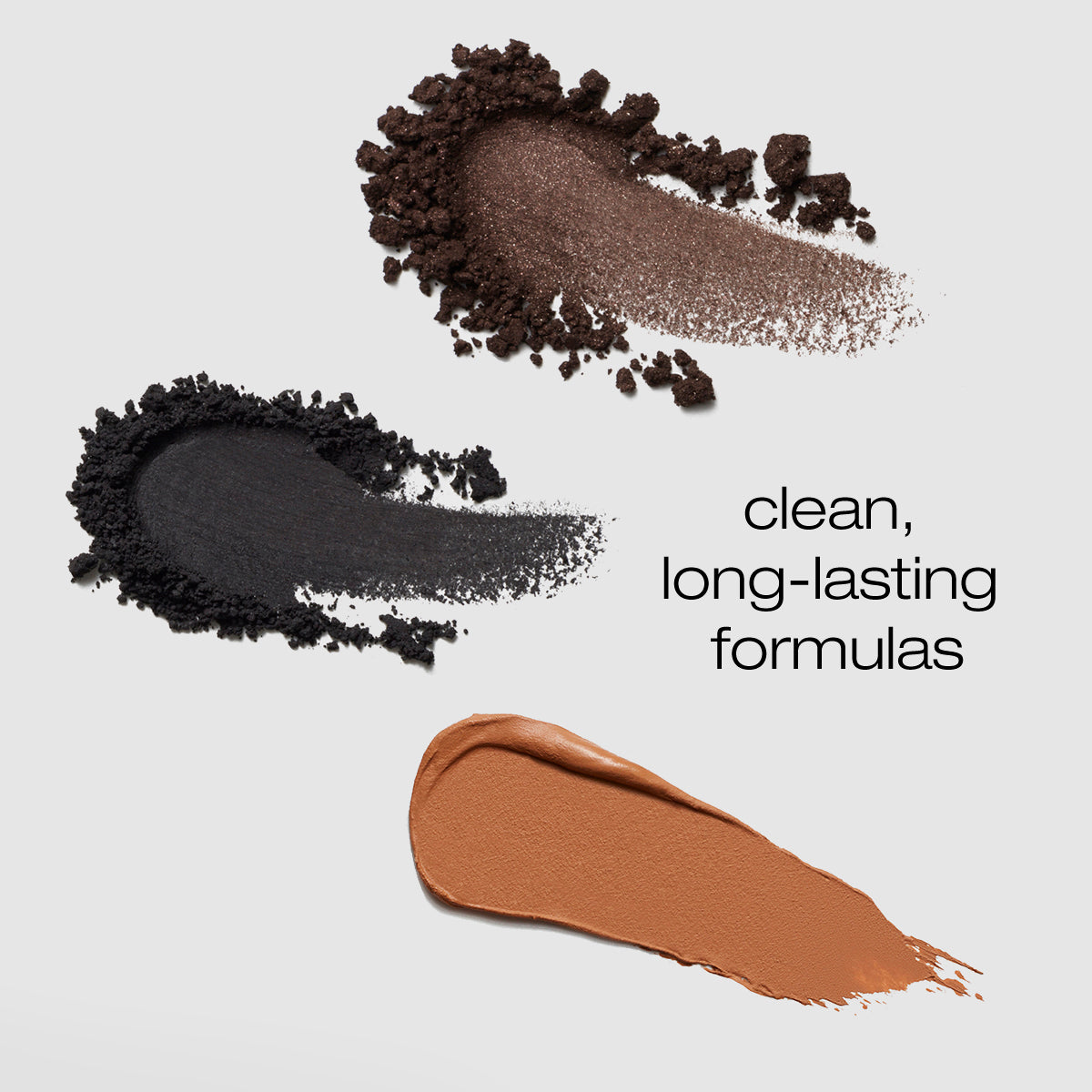 3 Smudges of the palette showing the eyeliners are powder based and concealer is cream for clean, long-lasting formulas