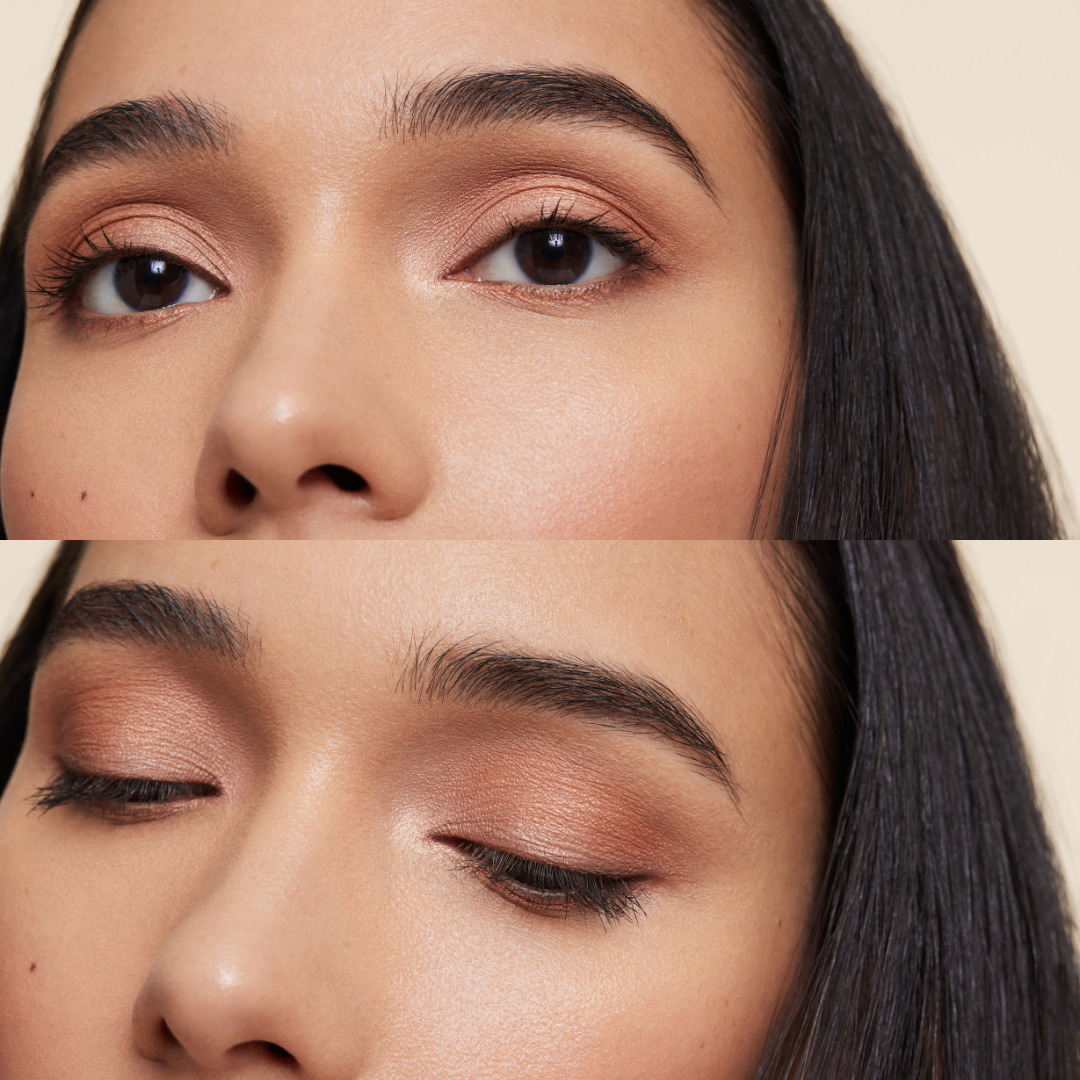 dual shot of model with eye open and closed showing cowboy copper on lid