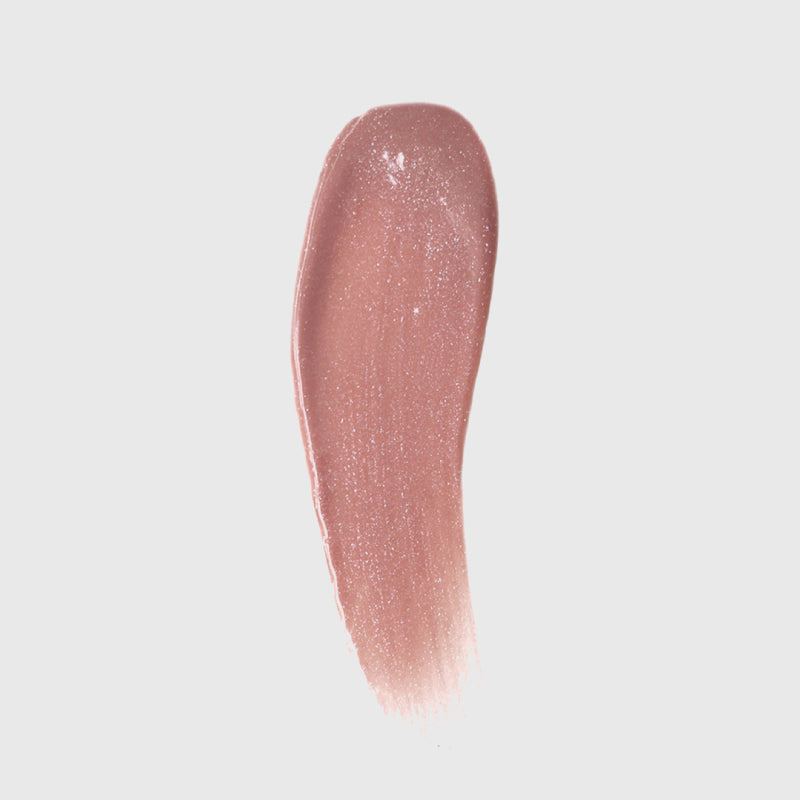 Demonstration of the beige frosted spin on lip gloss swatch spread color