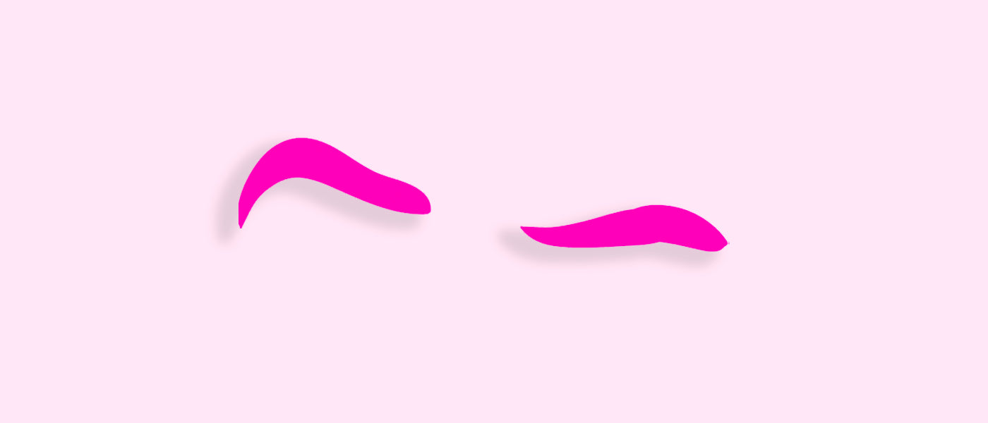 Hot pink eyebrows on a light pink background