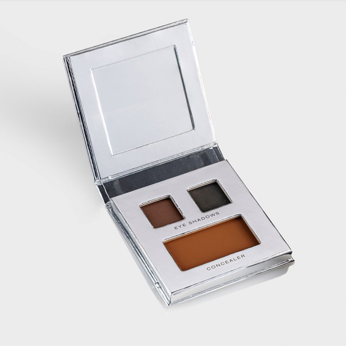 Fold Out Eyes Palette with Brown & Black Eyeshadow with concealer. Includes a mirror. In shade Hazelnut.