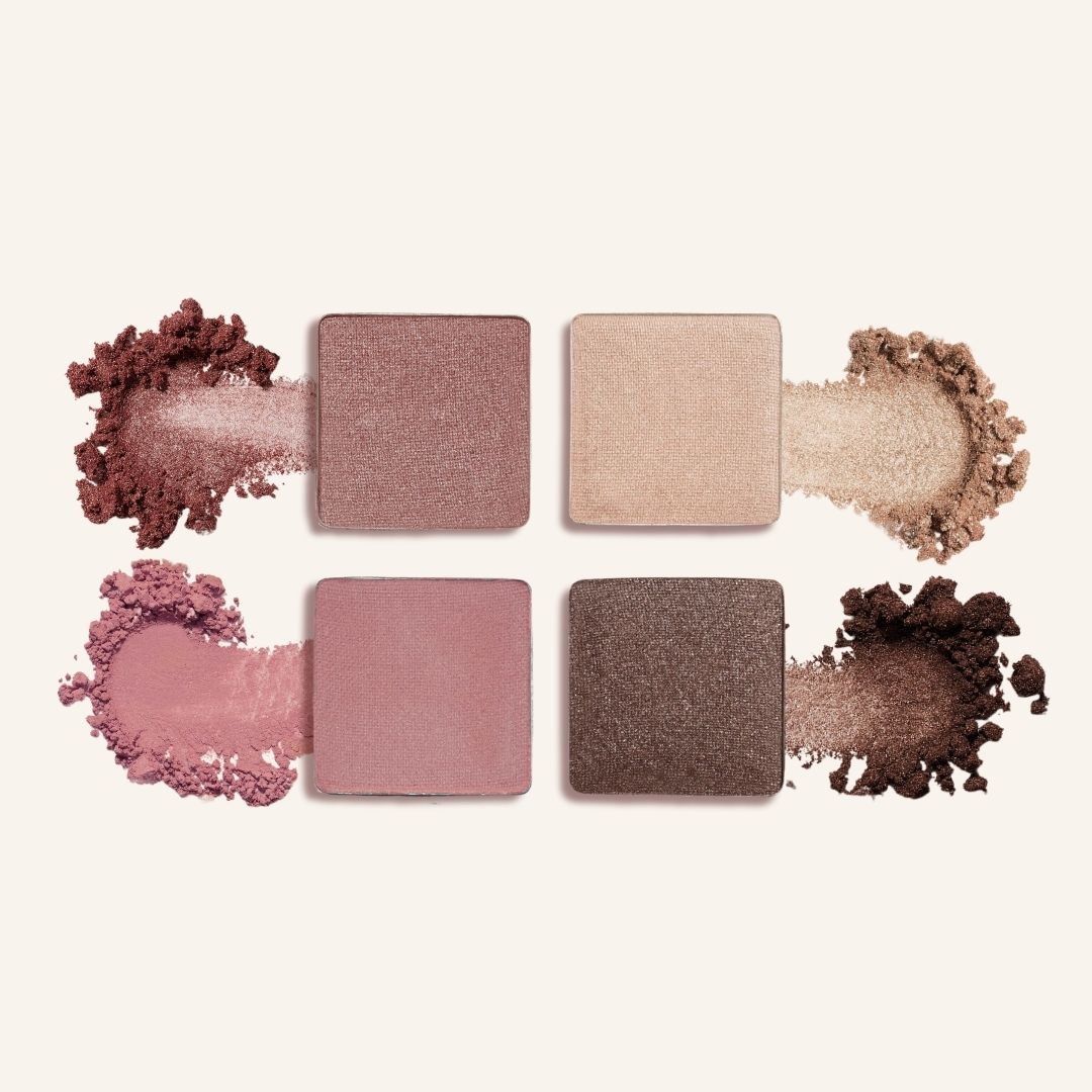 swatches of our eyeshadow pans for the berry rosy quad