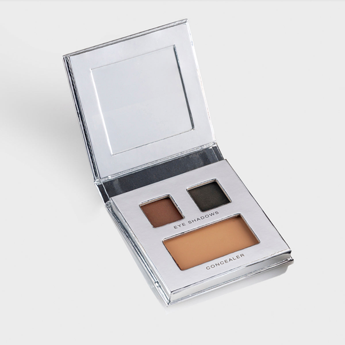 Fold Out Eyes Palette with Brown & Black Eyeshadow with concealer. Includes a mirror. IN Shade Latte.