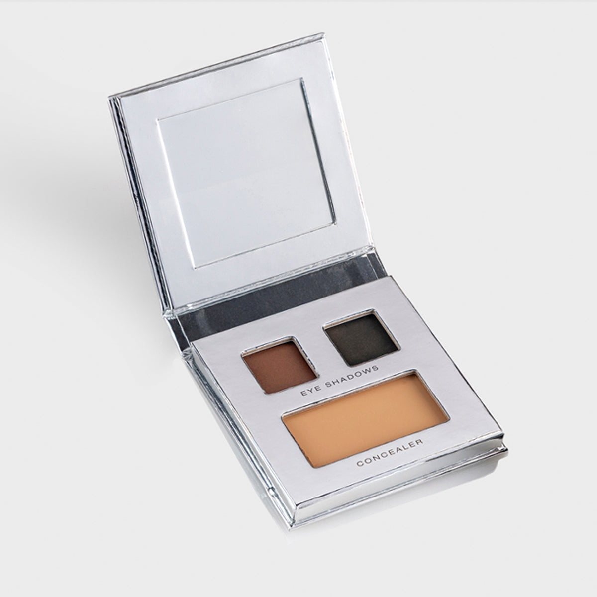 Fold Out Eyes Palette with Brown & Black Eyeshadow with concealer. Includes a mirror. In Shade Whiskey. 