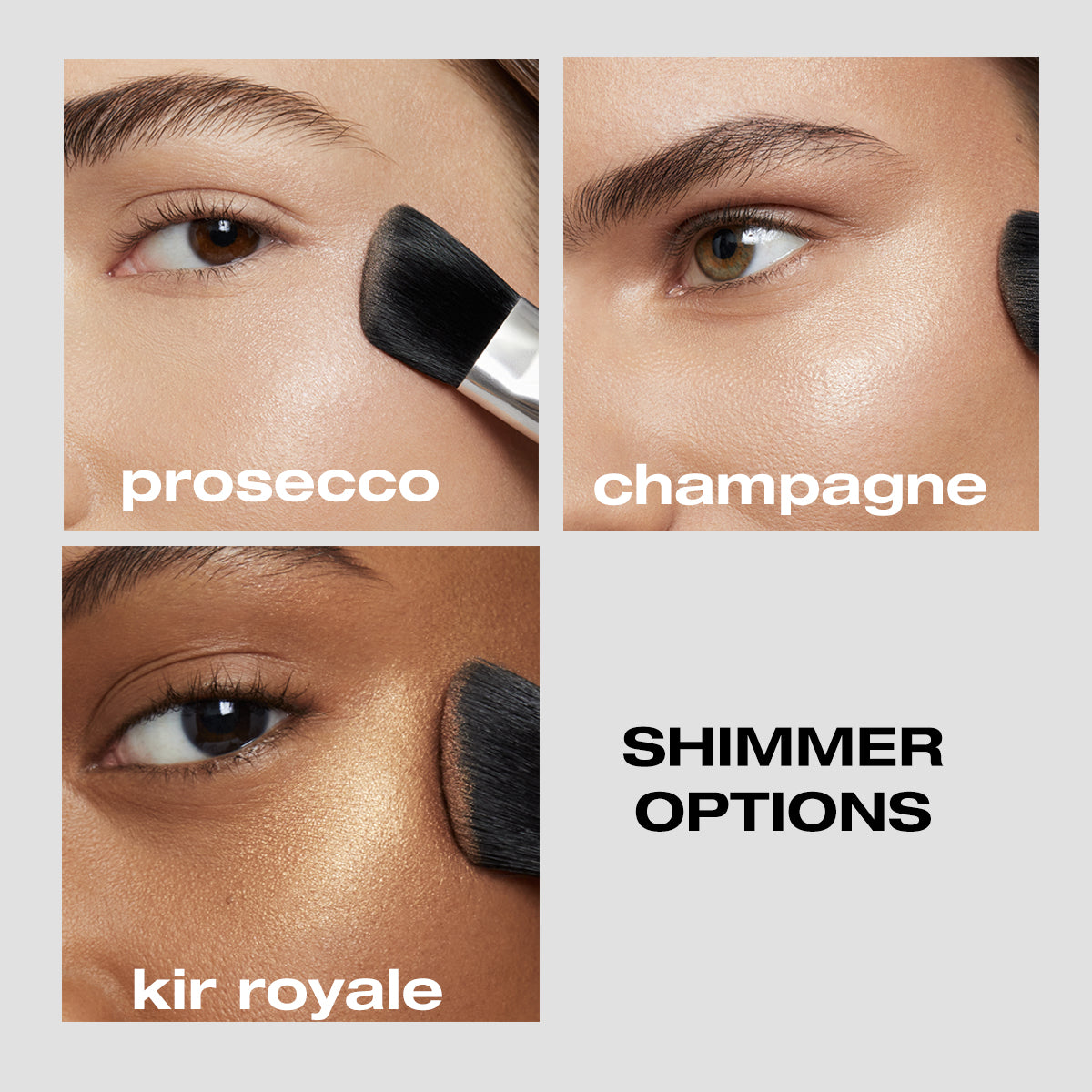 Shimmer options: prosecco, champagne, kir royale