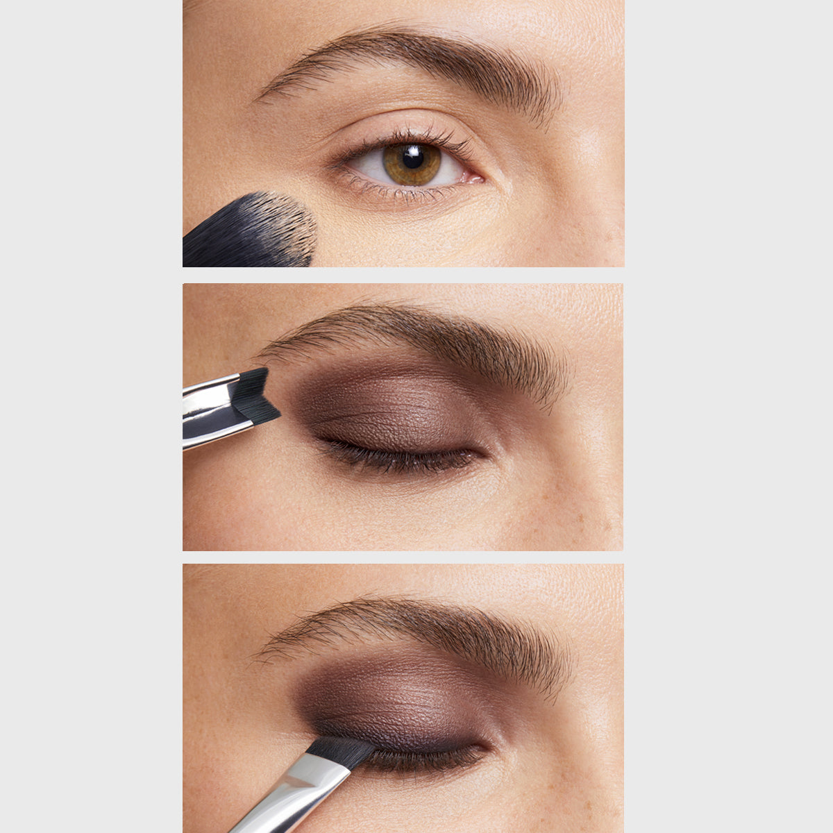 Steps to achieving the smokey eye using the palette and brush