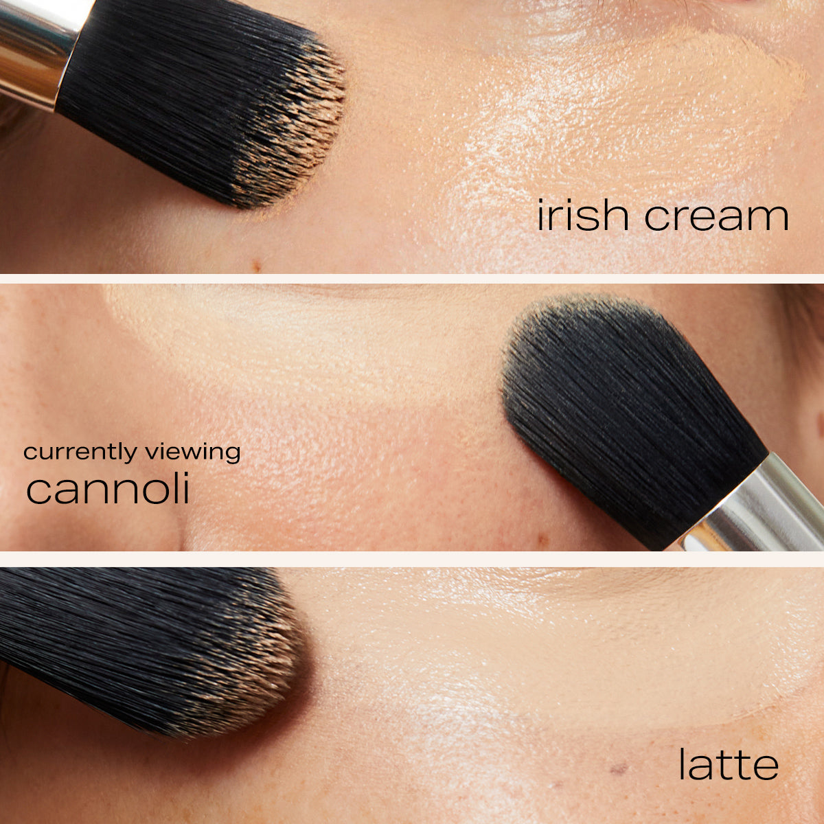 irish cream, cannoli, latte being applied to the undereye