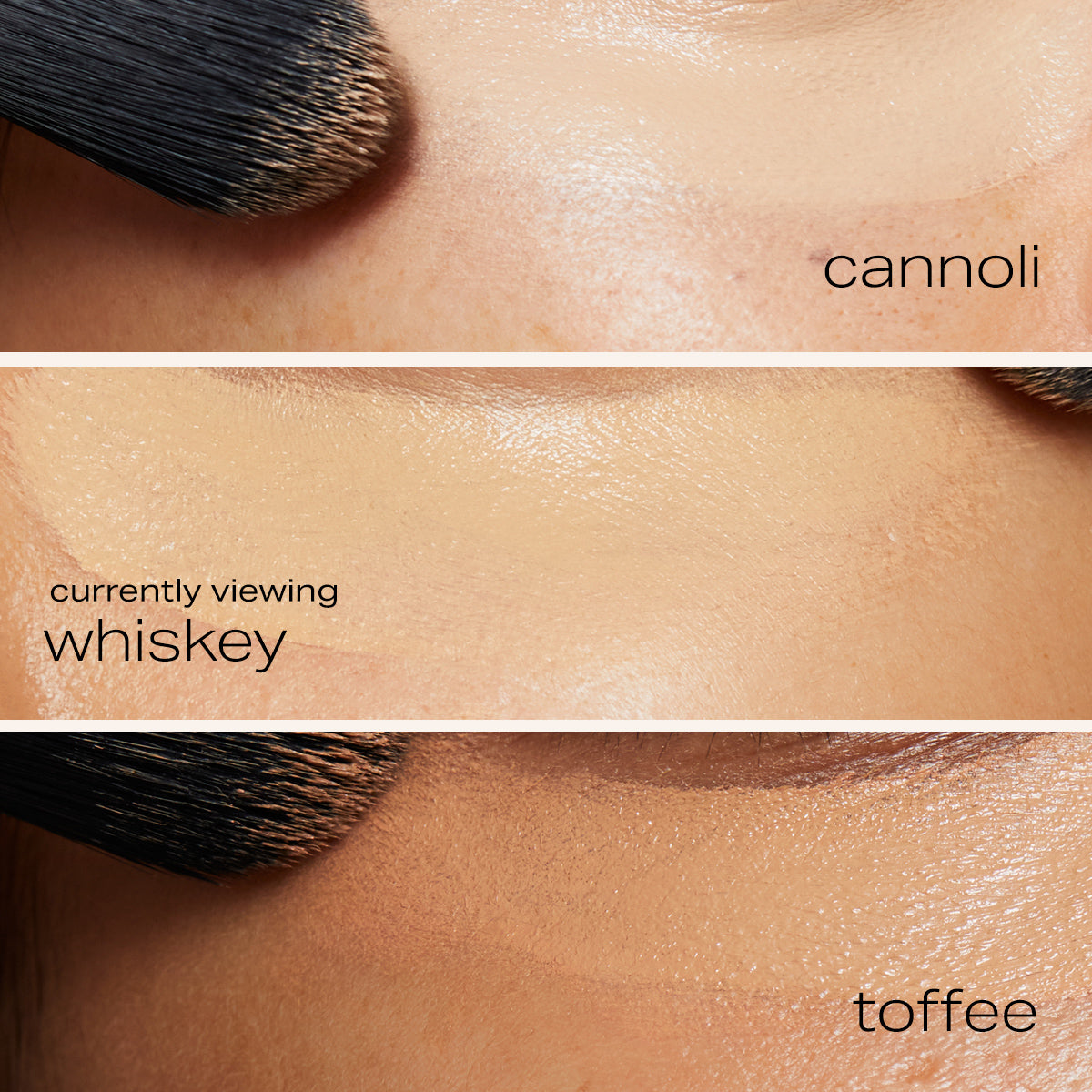 cannoli, whiskey, toffee concealers compared on undereyes 