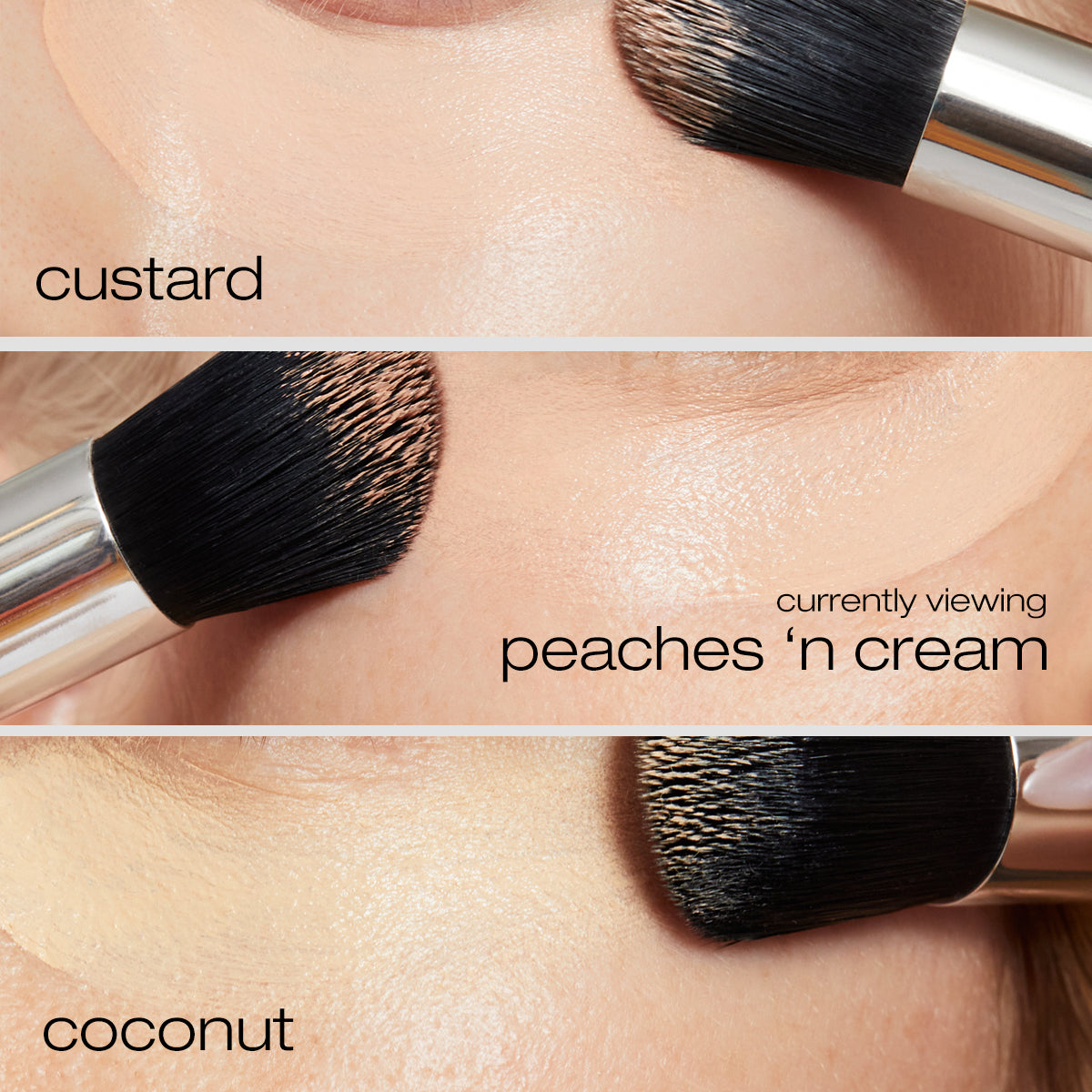 Custard, Peaches 'n cream, and coconut concealer refill covering undereyes