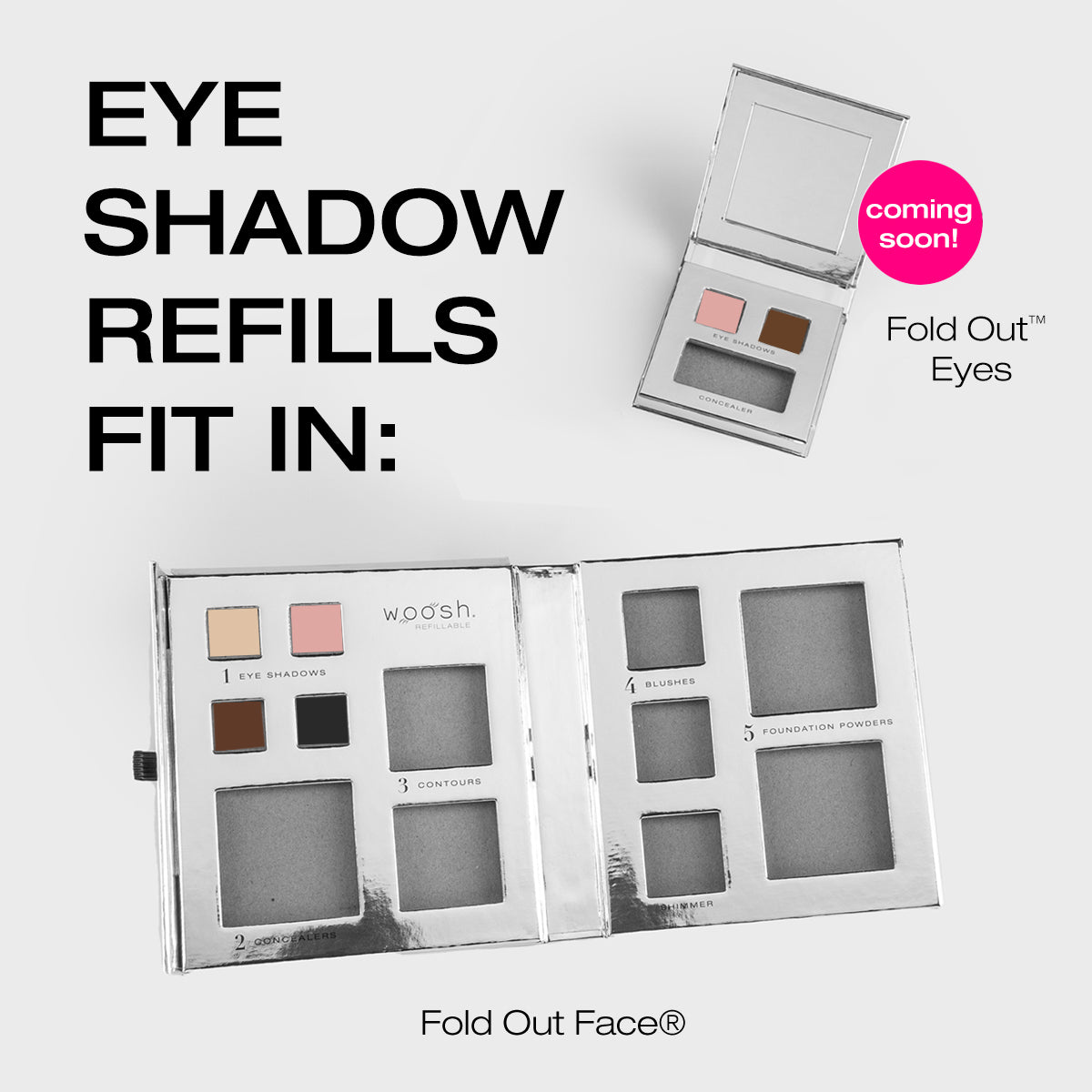 Demo of how eye shadow refills fit in the fold out eyes and fold out face