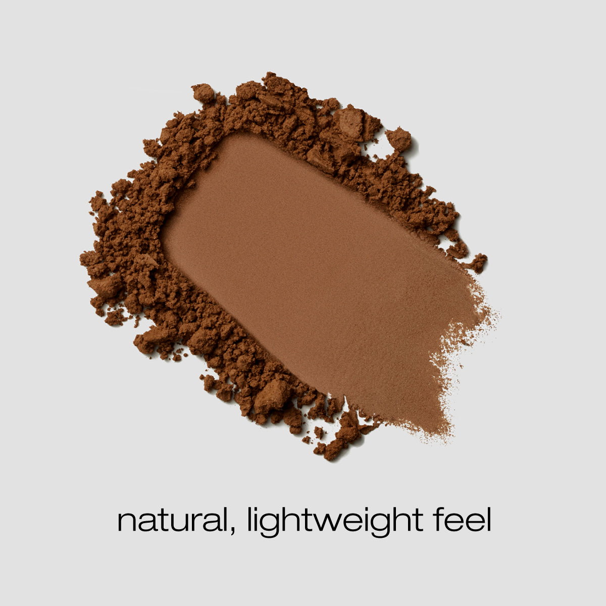 Spread of foundation powder described as a natural, lightweight feel