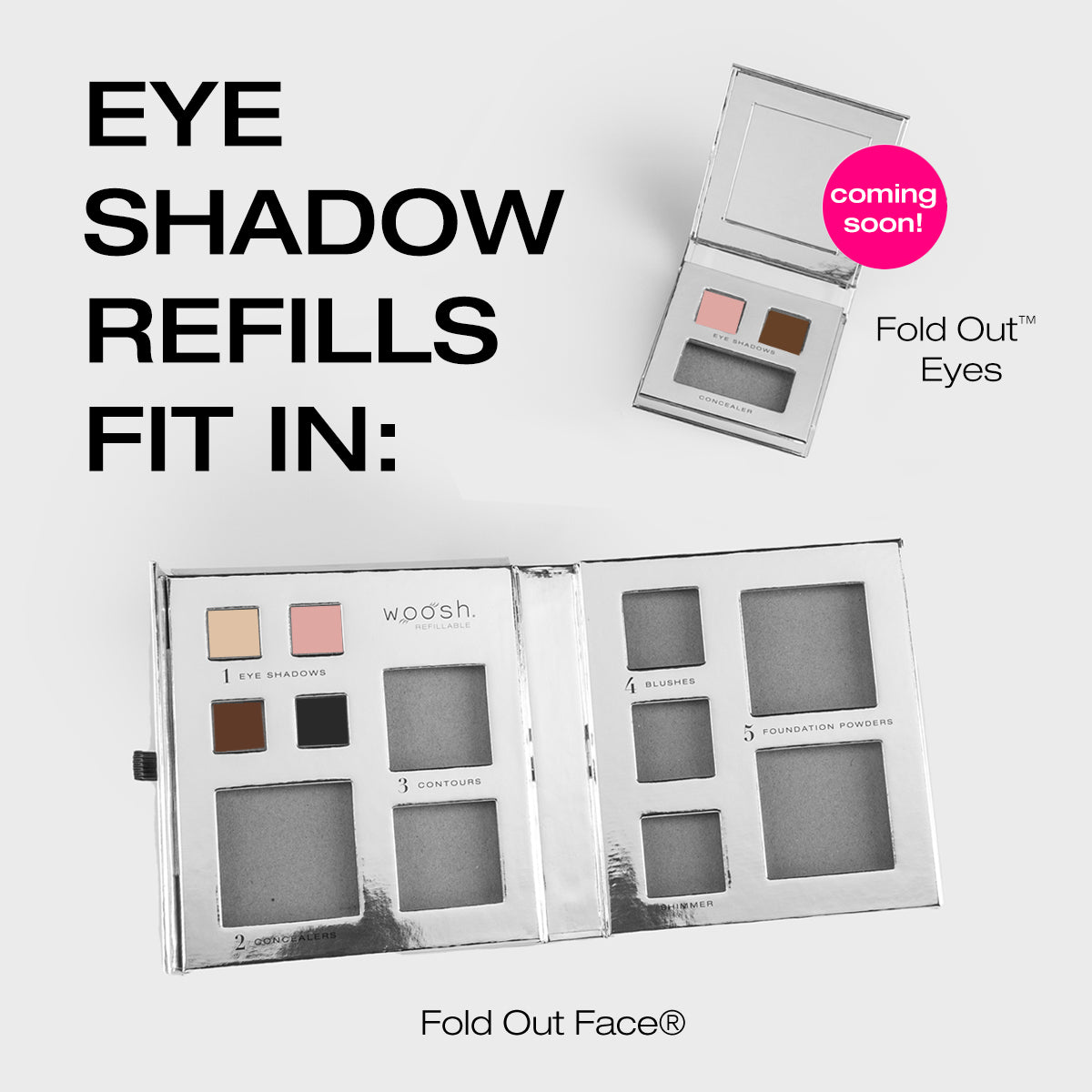 Demo of how eye shadow refills fit in the fold out eyes and fold out face